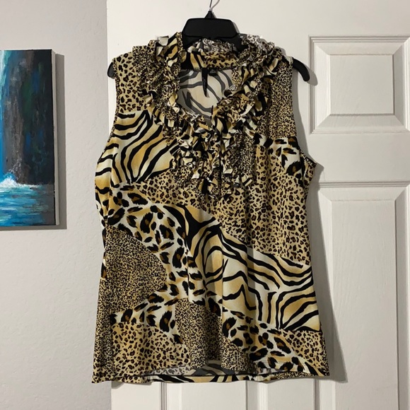 Essentials by Milano Tops - Animal print ruffle tank essentials by Milano